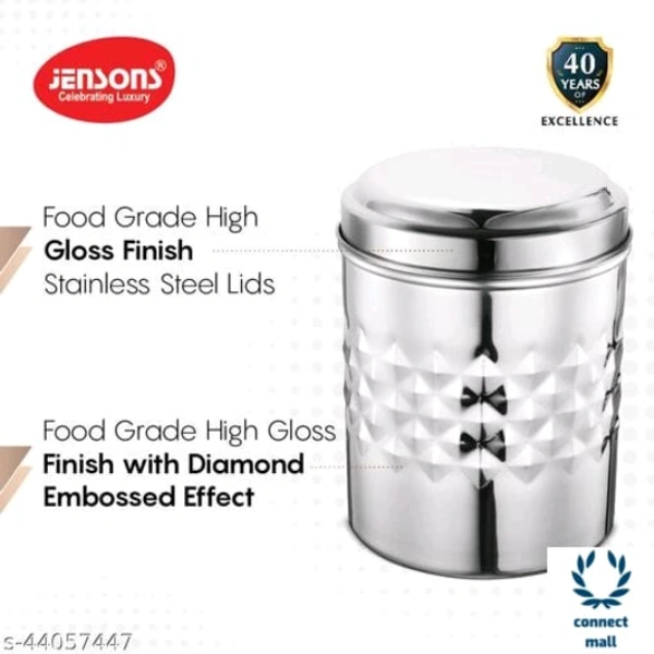 Essential Jars & Containers - L  X H X  W:  13.5 X 16.5 X 13.5cm, Mirror Polish S.Steel, Stainless Steel, 4 Pieces  of pack 1